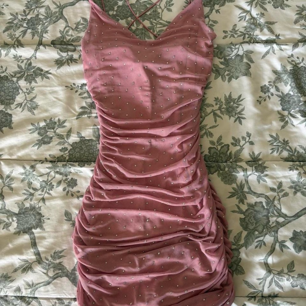 B Darlin Dusty Pink Ruched Mini Dress